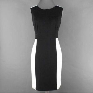 159. Chico's Sz 2 Black White Colorblock Poly Spandex Della Dress